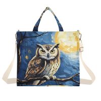 ZRYSMY Tote Bag Owl Moon Tree for Women - Large Cool Corduroy Crossbody Bags for Daily Use M