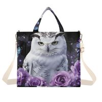 ZRYSMY Tote Bag Rose Purple Owl White for Women - Large Cool Corduroy Crossbody Bags for Daily Use M