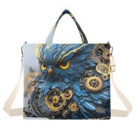 ZRYSMY Tote Bag Steampunk Owl Blue for Women - Large Cool Corduroy Crossbody Bags for Daily Use M