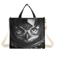 ZRYSMY Tote Bag Owl Astronaut Black for Women - Large Cool Corduroy Crossbody Bags for Daily Use S