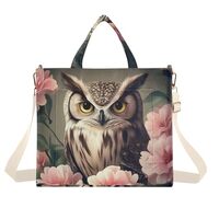 ZRYSMY Tote Bag Owl Penoy Leaf for Women - Large Cool Corduroy Crossbody Bags for Daily Use S