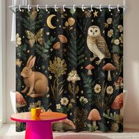 IOHEFY Woodland Animals Shower Curtain 72x72 Inch Forest Rabbit Owl Mushroom Nature Print Bathroom D