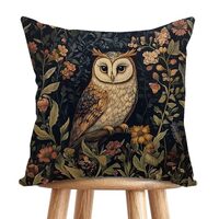 YOU FOUND ME William Morris Abstract Vintage Floral Velvet Owl Design Throw Pillow Covers Home Decor