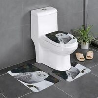 QMNSEHF Snow Owl Bathroom Rug Sets 3 Piece Soft Absorbent Bath Mats and U-Shaped Contour Mat Toilet 