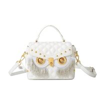 Owl Women's Hand Fashion Tassel Purse Bags Classic Rhombus Color Diamond Crossbody Shoulder Bag