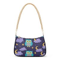 Cute Cartoon Owls Purple Prints Shoulder Purses for Women Casual Hobo Purse Chain Strap Zipper Cute 