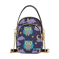 EOSDT Cute Cartoon Owls Purple Women Shoulder Purses Quilted Cell Phone Purse Chain Strap Cute Desig