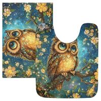 BOENLE Owl on Branch Bath Mats for Bathroom Floor Ultra Soft Bathmat Absorption Bathroom Rugs Non Sl