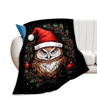 Owl Christmas Holiday Blanket Cute Owl Throw Blanket Soft Warm Cozy Fleece Fuzzy Plush Flannel Blank