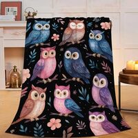 Owl Blanket Owl Gifts for Women Girls Colorful Owls Throw Blanket Soft Flannel Cozy Fleece Fuzzy Plu