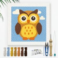 Doodlream Owl Bird DIY Punch Needle Embroidery Kit for Adult Beginner, 9.4" Cartoon Animal Punc