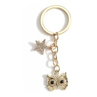 Owl Keychain with Rhinestone Star Bling Owl Keycharm for Women Enchanted Forest Gift Idea