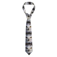 QSMJKLD Snowy Owl Eyes Men's Tie Formal Silk Necktie Fashion Skinny Neck Tie for Wedding Grooms