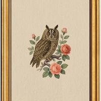 InSimSea Gold Framed Canvas Prints Wall Art, Vintage Birds Decor, Birds Owl Roses Paintings Farmhous