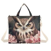 YMXFXP Owl Florals Closeup Tote Bag for Women - Large Corduroy Handbag for Travel Shopping M