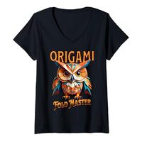 Womens Origami Fold Master Owl s Paper Folding Hobby Gift V-Neck T-Shirt
