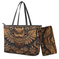 Sannovo 3D Owl Floral Print Wallet and Purse Set Large Capacity Top Handle Handbag with Wristlet Wal