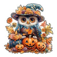 AEEKDOOK Wooden Puzzles for Adults - 92 Pieces Halloween Owl Wooden Jigsaw Puzzle - Unique Animals S