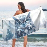 KYZSXZ Beach Blanket Winter Owl Print Oversized Sand Free, Unisex Beach Towel Wrap for Travel Bath P