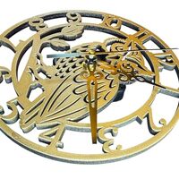 Decorative Owl Wall Clock, Gold Metal Cutout Design, 12-Hour Display