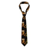 Men's Necktie WHJSHOP Brown owl on the treetop Pattern for Business, Daily, Work, Birthday, Wed