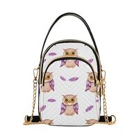 EOSDT Cute Owls White Shoulder Handbag Women Pattern Chain Strap Cell Phone Handbag Quilted Zipper L
