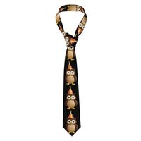 Men's Necktie WHJSHOP Owl with birthday hat Pattern for Business, Daily, Work, Birthday, Weddin