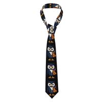 Men's Necktie WHJSHOP Owl playing violin Pattern for Business, Daily, Work, Birthday, Wedding, 
