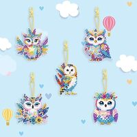 YUE ZHE 5 PCS Diamond Painting Keychains Double Sided Owl Diamond Art Kits for Adults DIY 5D Paintin