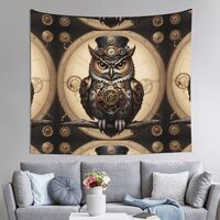 WZYWHJ Steampunk Owl Pattern Indoor Decor Tapestry 60x51 in : Soft, Quality and lightweight Suitable