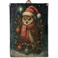 Christmas Owl Blanket Gifts for Women Adults Girls Kids, Woodland Holiday Flannel Blankets for Bedro