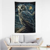 OBLUE Starry Night Owl Tapestry Tapestries Wall Hanging Poster Home Decor for Bedroom Living Room 60
