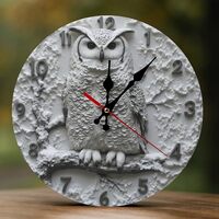Wall Clock - White Owl on Tree Print 2D Wall Clocks Battery Operated Artistic Design Silent Non Tick