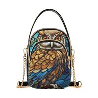 QGBYMX Stain Glass Owl Quilted Crossbody Bags for Women – Vegan Leather Purses Small Shoulder