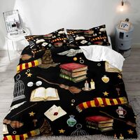 LUVIVIHOME 3PCS Witchy Magic Duvet Cover Full Bedding Set, Black Duvet Cover, Halloween Spooky Gothi