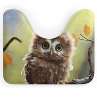 KLJHNVBM Real Cute Baby Owls U-Shaped Toilet Mat 20" X 16" Extra Soft Absorbent Bathroom R