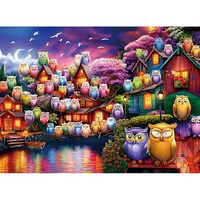 HQXXJW 300 Piece Puzzles for Adults, 300 Piece Puzzles for Adults Large Piece, Moonlit Night Owl Vil