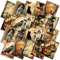 Hahafelt 10 Pcs 18 x 22 Inch Vintage Halloween Quilting Fabric Square Spooky Gothic Quilted Fabric B