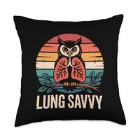 Lung Savvy Pulmonary Rehab Vintage Owl Sunset Throw Pillow
