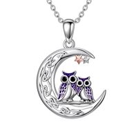 YYB Owl Necklace for Women 925 Sterling Silver Celtic Moon Pendant Jewelry Owl Lovers Gifts for Her