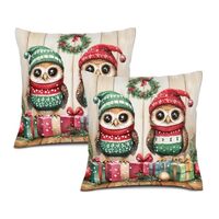 IsegMind Christmas Pillow Covers 14x14 Inch Set of 2 Christmas Owl Decorations Pillows Decorative Th