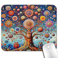 Knseva Tree of Life and Owls Office/Gaming Mouse Pad 9.5"x7.9", Anti-Slip Mat for Desk, Ab