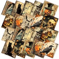 Hahafelt 10 Pcs 20 x 20 Inch Halloween Quilting Fabric Retro Halloween Squares Patchwork Precut Stri