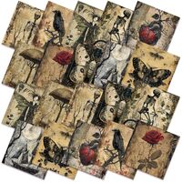 Hahafelt 10 Pcs 20 x 20 Inch Vintage Halloween Quilting Fabric Bundles Retro Squares Skull Owl Quart