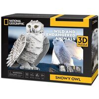 CubicFun 661079 National Geographic 3D Puzzle, Snow Owl, 3D Animal Puzzle Owl with 32 Pieces, Model