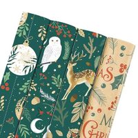 woric Kraft Christmas Wrapping Paper Rolls Jumbo Gift Wrapping Paper Vintage Owl Reindeer Xmas Ball 