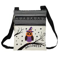 LiuenMgg Halloween Witch Owl Messenger Bag Small Ethnic Pattern Adjustable Strap Crossbody Zipper Po