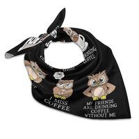 OBLUE Cute Owl Coffee Moods Silk Scarf Multifunctional Square Hair Scarfs Women Fashion Neck Scarves