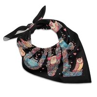OBLUE Love Owl Silk Scarf Multifunctional Square Hair Scarfs Women Fashion Neck Scarves Wristband
