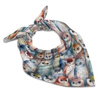 OBLUE Watercolor Owl Silk Scarf Multifunctional Square Hair Scarfs Women Fashion Neck Scarves Wristb